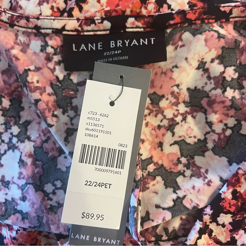 Lane Bryant Pink and Black Floral faux wrap Dress 22/24 petite plus size - Picture 13 of 15